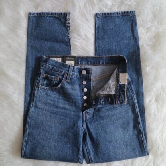NWT Levi's 501 Original Jeans Size 24 Straight Leg Dark Wash Cropped High Rise - Picture 5 of 9